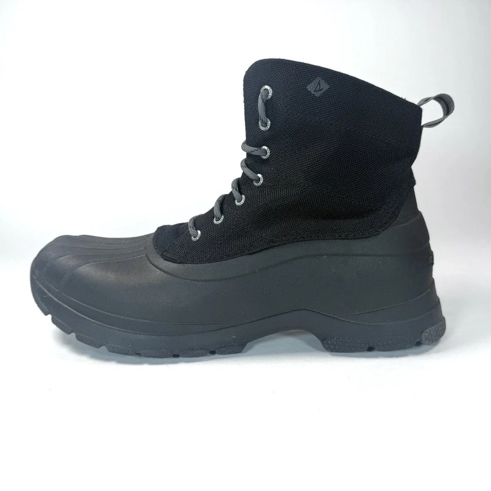 Sperry Avenue Duck Boots Synth Black Men's Rain Waterproof Lace Up Size 12 M